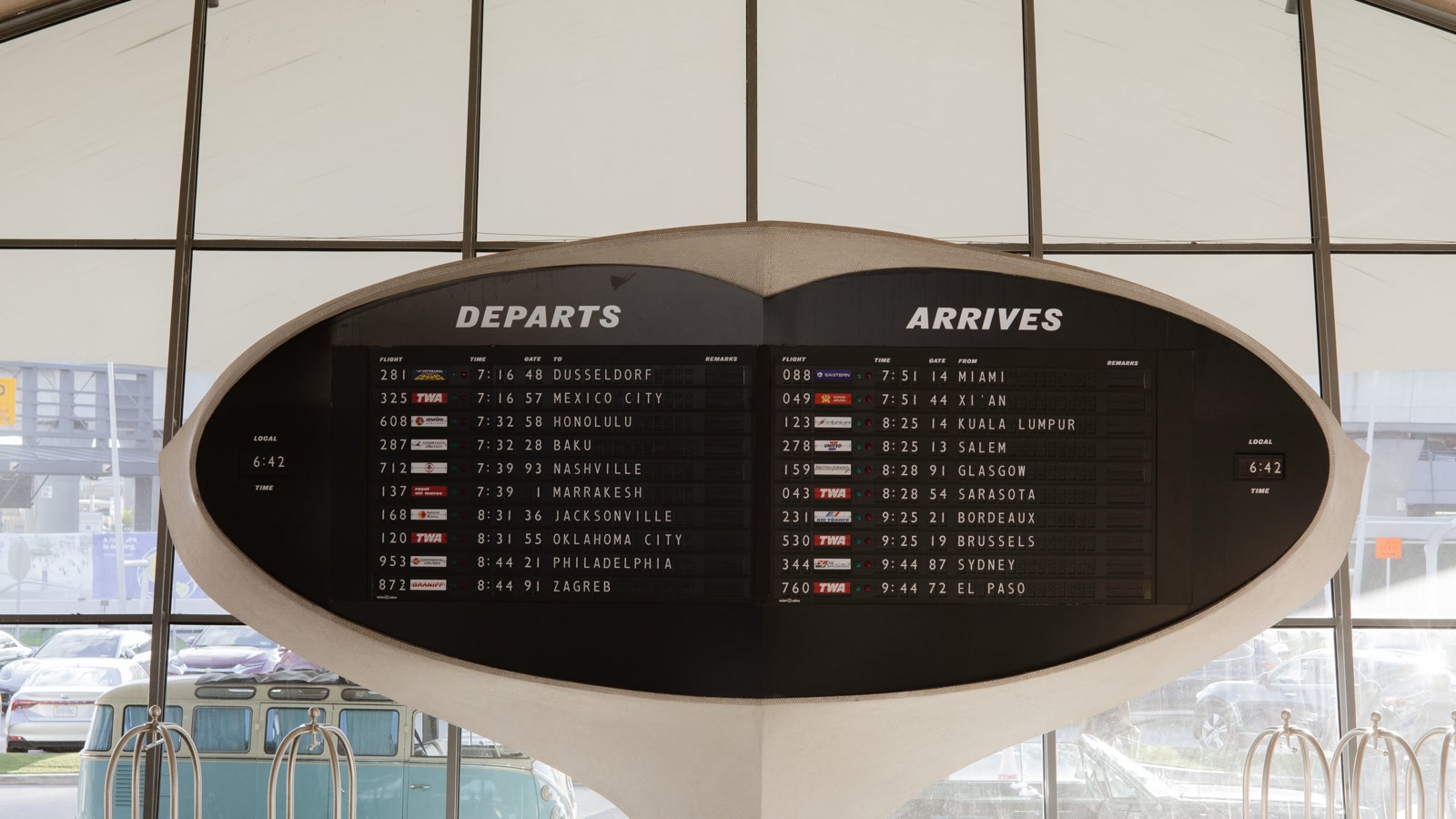 Airport departures and arrivals information screens